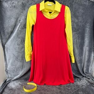 Magic School Bus Phoebe Small Costume Yellow Shirt, Red Jumper Dress, Headband